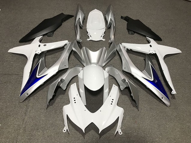 2008-2010 Suzuki GSXR 600 / GSXR 750 Motorcycle Fairings - White Silver Blue Matte Black Canada