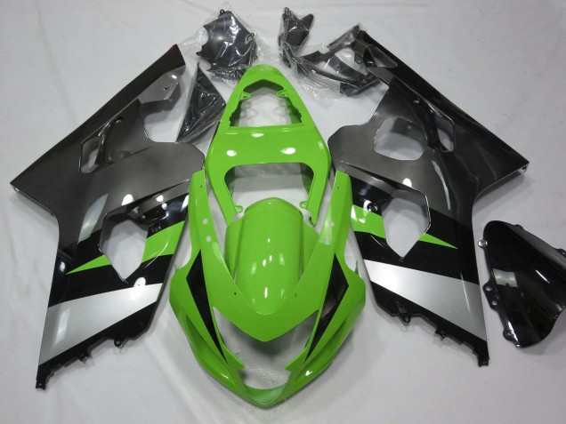 2004-2005 Suzuki GSXR 600 / GSXR 750 Motorcycle Fairing - Green Silver Glossy Black Canada