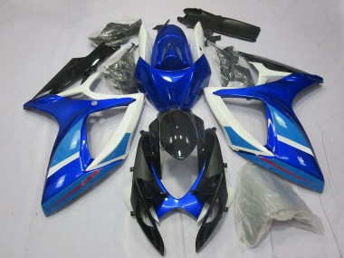 2006-2007 Suzuki GSXR 600 / GSXR 750 Motorcycle Fairing - White Blue Glossy Black Canada