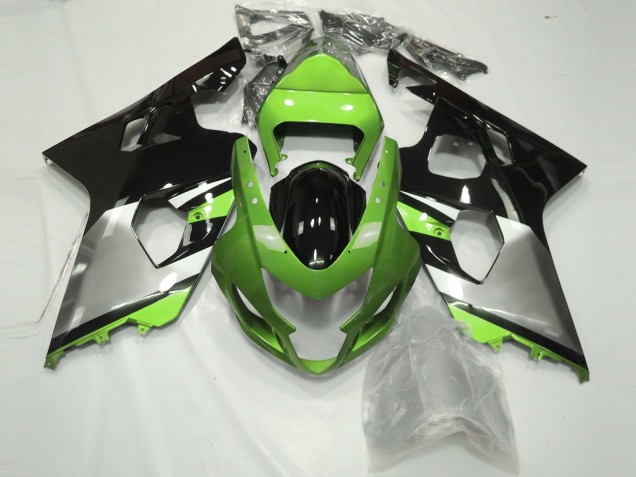 2004-2005 Suzuki GSXR 600 / GSXR 750 Motorcycle Fairings - Green Silver Glossy Black Canada