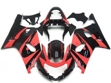 2001-2003 Suzuki GSXR 600 / GSXR 750 Motorcycle Fairings - Light Red Glossy Black OEM Style Canada