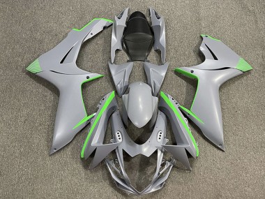 2011-2024 Suzuki GSXR 600 / GSXR 750 Motorcycle Fairings - Matte Nardo Grey Green Accents Canada