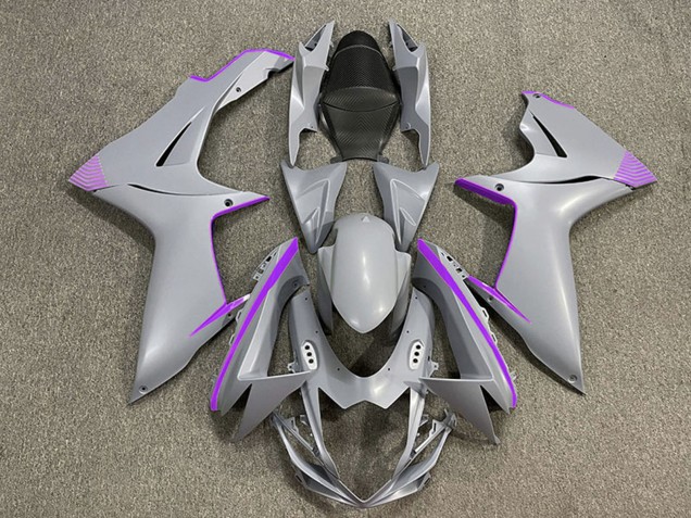 2011-2024 Suzuki GSXR 600 / GSXR 750 Motorcycle Fairings - Matte Nardo Grey Purple Accents Canada