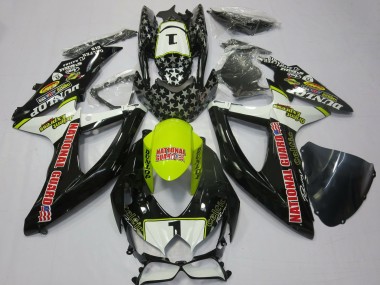 2008-2010 Suzuki GSXR 600 / GSXR 750 Motorcycle Fairings - White Yellow Red Black National Guard Canada
