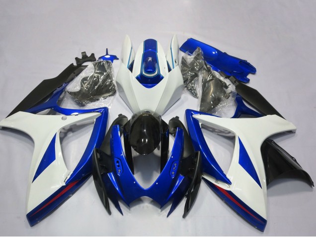 2006-2007 Suzuki GSXR 600 / GSXR 750 Motorcycle Fairing - White Blue Glossy Black OEM Style Canada