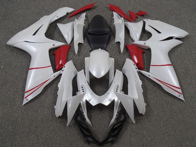 2011-2024 Suzuki GSXR 600 / GSXR 750 Motorcycle Fairings - Pearl White and Red Canada