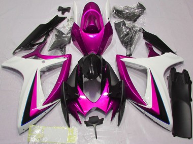 2006-2007 Suzuki GSXR 600 / GSXR 750 Motorcycle Fairings - White Pink Glossy Black Canada