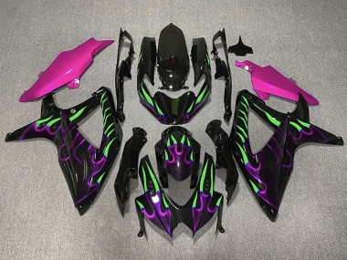 2008-2010 Suzuki GSXR 600 / GSXR 750 Motorcycle Fairings - Glossy black Pink Purple Green Flame Canada