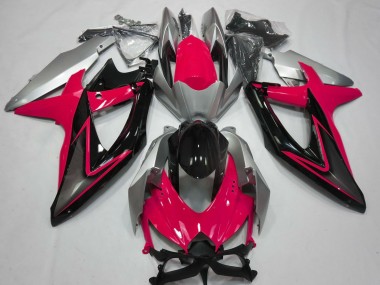2008-2010 Suzuki GSXR 600 / GSXR 750 Motorcycle Fairings - Silver Red Glossy Black Canada