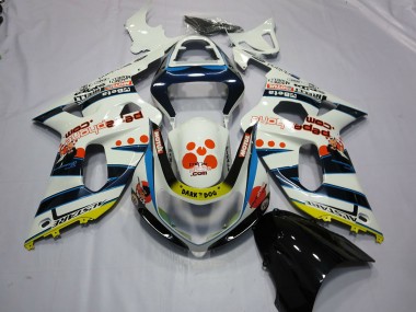 2001-2003 Suzuki GSXR 600 / GSXR 750 Motorcycle Fairings - White Blue Red Yellow Spots Canada