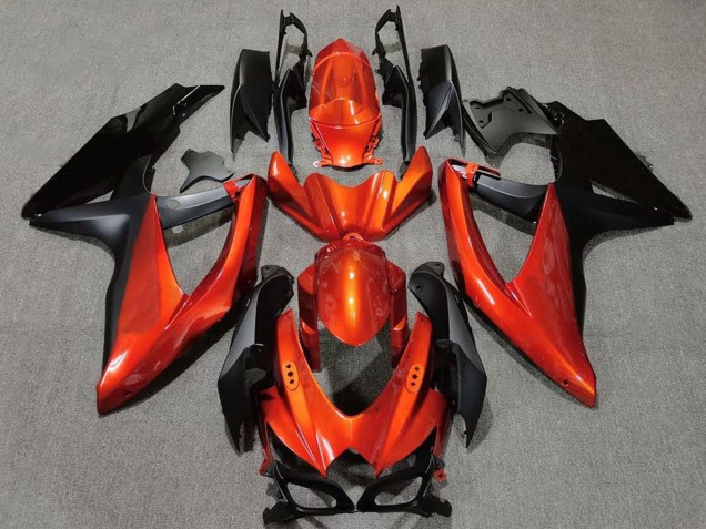 2008-2010 Suzuki GSXR 600 / GSXR 750 Motorcycle Fairings - Orange Matte Black Canada