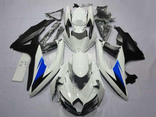 2008-2010 Suzuki GSXR 600 / GSXR 750 Motorcycle Fairings - White Blue Matte Black Canada