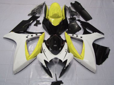 2006-2007 Suzuki GSXR 600 / GSXR 750 Motorcycle Fairings - Yellow White Glossy Black Star Canada
