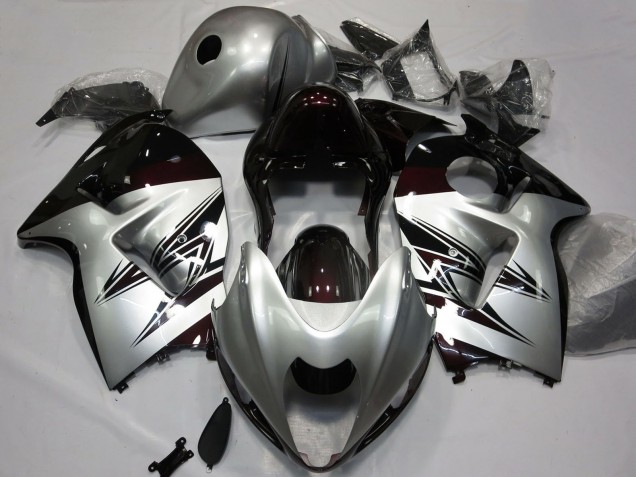 1996-2007 Suzuki GSXR 1300 Motorcycle Fairings - Silver Dark Red Canada