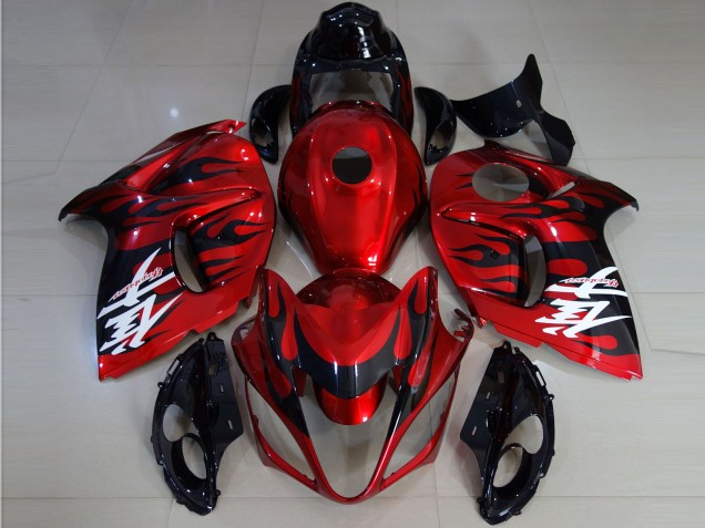 2008-2020 Suzuki GSXR 1300 Motorcycle Fairings - Red Black Flame Canada