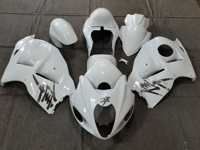 1996-2007 Suzuki GSXR 1300 Motorcycle Fairings - White OEM Style with Silver Decals Canada