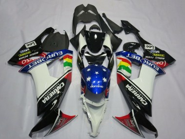 2008-2010 Kawasaki ZX10R Motorcycle Fairings - Glossy Black White Blue Red Eurobet Lee Carrera Star Canada