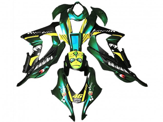 2016-2020 Kawasaki ZX10R Motorcycle Fairings - Forest Green Yellow Shark 46 Canada