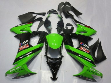 2008-2010 Kawasaki ZX10R Motorcycle Fairings - Green Black Red Kick Elf Henleys Vent-Axia Canada