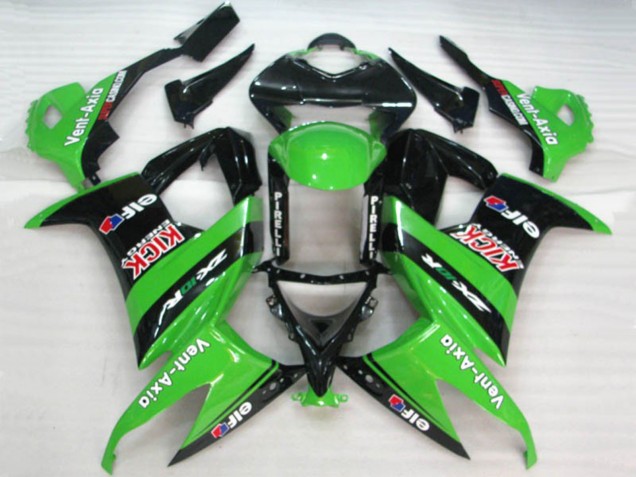 2008-2010 Kawasaki ZX10R Motorcycle Fairings - Green Black Red Kick Elf Vent-Axia Canada