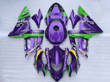 2004-2005 Kawasaki ZX10R Motorcycle Fairings - Green Purple Trick Star Canada