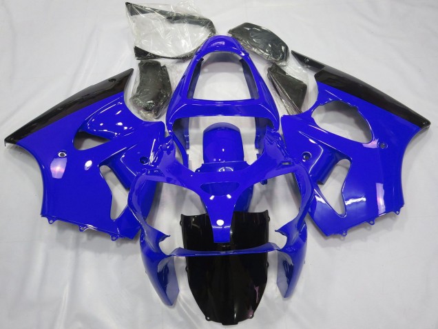 2000-2002 Kawasaki ZX6R Motorcycle Fairings - Blue Glossy Black Canada