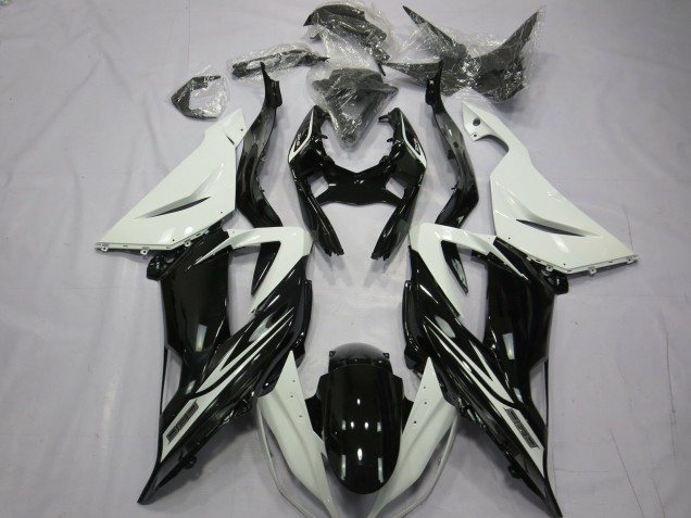 2013-2018 Kawasaki ZX6R Motorcycle Fairings - White Glossy Black Canada