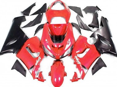 2005-2006 Kawasaki ZX6R Motorcycle Fairings - Red Matte Black Canada