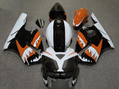 2002-2006 Kawasaki ZX12R Motorcycle Fairings - Orange Black White Shark Canada