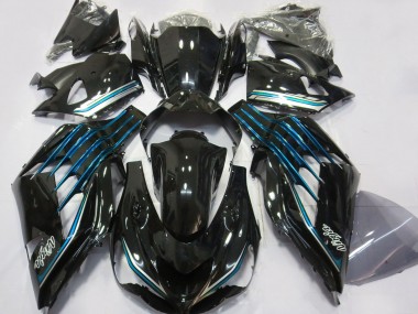 2012-2024 Kawasaki ZX14R Motorcycle Fairings - Glossy Black Light Blue Canada