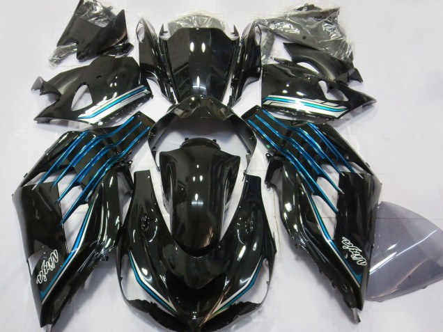 2012-2024 Kawasaki ZX14R Motorcycle Fairings - Glossy Black Light Blue Canada