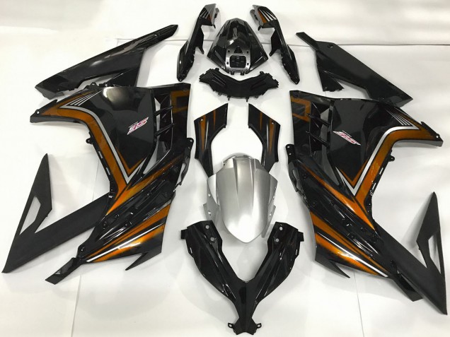 2013-2024 Kawasaki Ninja 300 Motorcycle Fairings - Glossy Black Orange Canada