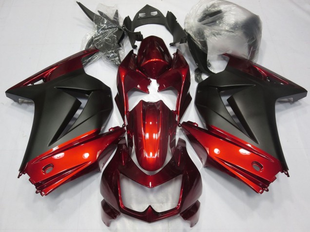 2008-2012 Kawasaki Ninja 250 Motorcycle Fairings - Red Matte Black Canada