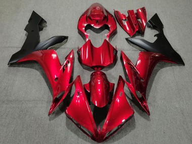 2004-2006 Yamaha R1 Motorcycle Fairings - Candy Red Matte Black Canada