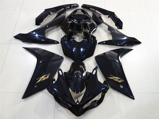 2007-2008 Yamaha R1 Motorcycle Fairings - Glossy Black Dark Blue Gold Decal Canada