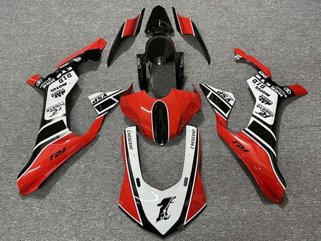 2015-2019 Yamaha R1 Motorcycle Fairings - White Red Glossy Black Motul YSP Canada