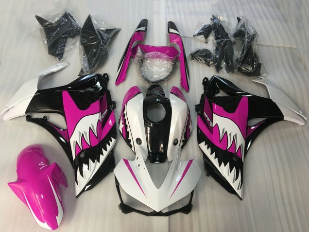 2015-2018 Yamaha R3 Motorcycle Fairings - White Pink Glossy Black Shark Canada