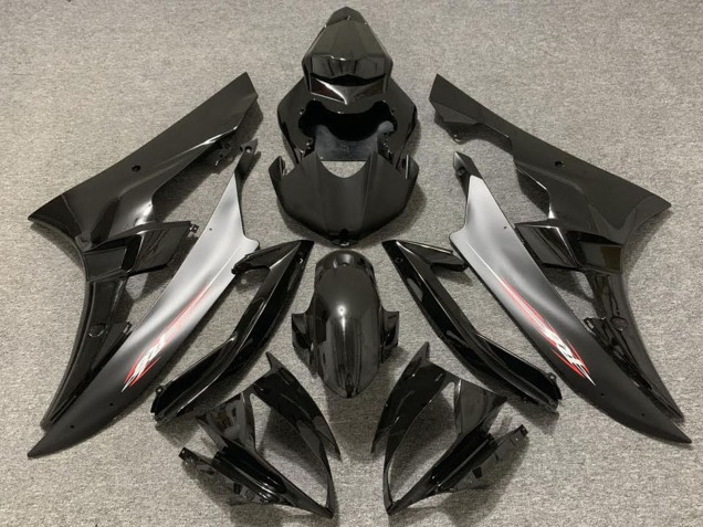 2006-2007 Yamaha R6 Motorcycle Fairings - Glossy Black Silver Canada