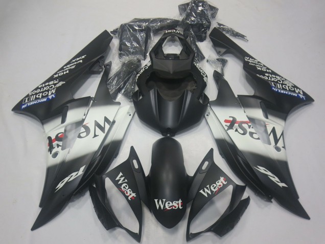 2006-2007 Yamaha R6 Motorcycle Fairings - Matte Black White West Michelin Canada