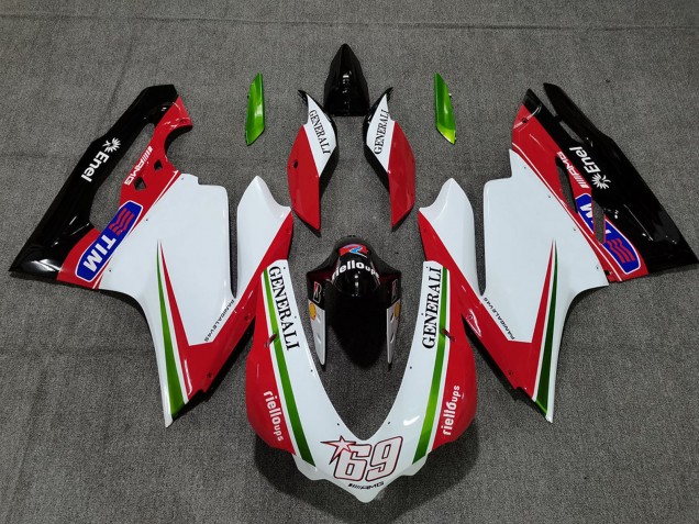2015-2020 Ducati 959 1299 Motorcycle Fairings - White Red Green Glossy Black Generali Tim 69 Canada