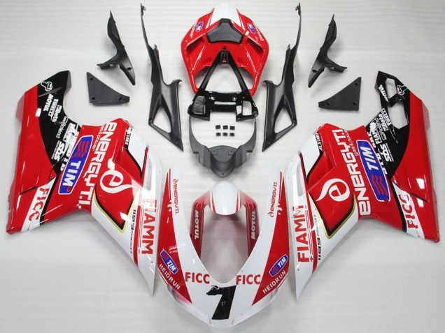 2007-2014 Ducati 848 1098 1198 Motorcycle Fairings - White Red Blue Glossy Black Ficc Fiamm 7 Canada