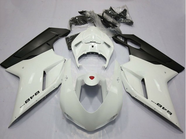 2007-2014 Ducati 848 Motorcycle Fairings - Pearl White Matte Black Canada