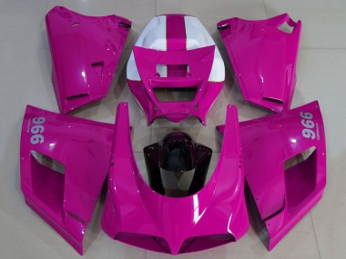 1993-2005 Ducati 996 Motorcycle Fairings - Glossy Pink White Black Canada