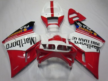1993-2005 Ducati 748 916 996 998 Motorcycle Fairings - White Red Glossy Black Marlboro Canada