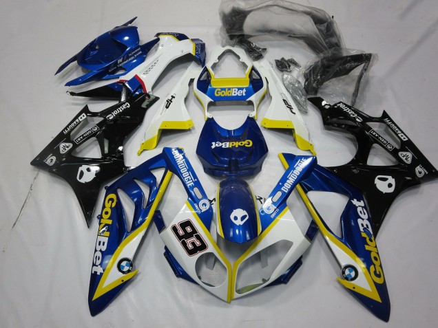 2009-2014 BMW S1000RR Motorcycle Fairings - White Yellow Blue Glossy Black GoldBet 93 Canada