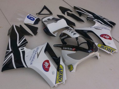 2006-2008 Triumph Daytona 675 Motorcycle Fairings - White Glossy Black with Flag Canada