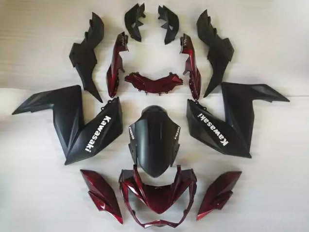 2015-2016 Kawasaki Z250/Z300 Motorcycle Fairings - Matte Black Maroon Red Canada