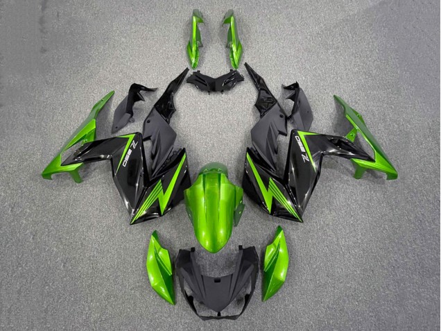 2015-2016 Kawasaki Z250/Z300 Motorcycle Fairings - Green Glossy Black Canada