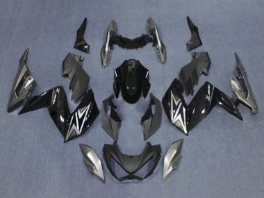 2015-2016 Kawasaki Z250/Z300 Motorcycle Fairings - Glossy Black Silver Canada