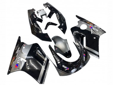 1989-1990 Kawasaki ZXR250 Motorcycle Fairings - Glossy Black Grey Elf Touch4 Bridgestone Canada